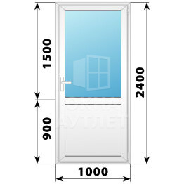 Пластиковая межкомнатная одностворчатая дверь со стеклом 1000×2400 ОА-57667