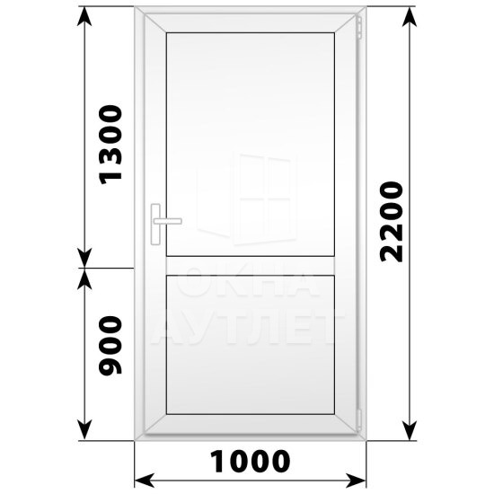 Пластиковая межкомнатная одностворчатая глухая дверь 1000×2200 ОА-57475