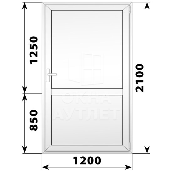 Пластиковая межкомнатная одностворчатая глухая дверь 1200×2100 ОА-57625