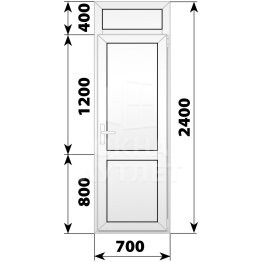 Пластиковая межкомнатная одностворчатая глухая дверь с фрамугой 700×2400 ОА-57541