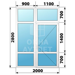Пластиковая перегородка с дверью 2000×2800 ОА-67465