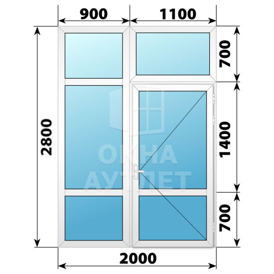 Пластиковая перегородка с дверью 2000×2800 ОА-67465
