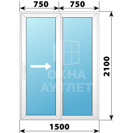 Пластиковая раздвижная дверь 1500×2100 2С ОА-56746