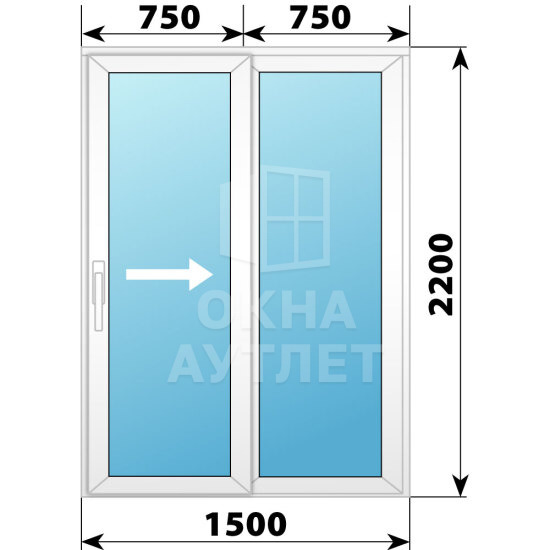 Пластиковая раздвижная дверь 1500×2200 2С ОА-58615