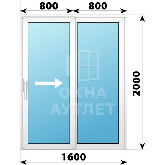 Пластиковая раздвижная дверь 1600×2000 2С ОА-56872