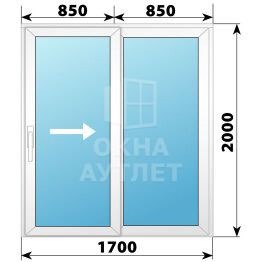 Пластиковая раздвижная дверь 1700×2000 2С ОА-56842