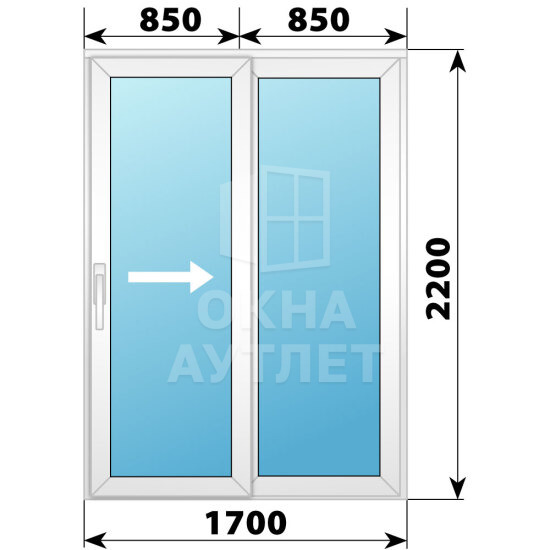 Пластиковая раздвижная дверь 1700×2200 2С ОА-56518