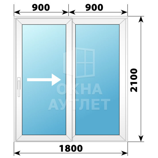 Пластиковая раздвижная дверь 1800×2100 2С ОА-56635
