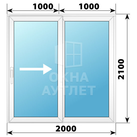 Пластиковая раздвижная дверь 2000×2100 2С ОА-58621