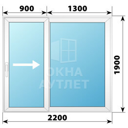 Пластиковая раздвижная дверь 2200×1900 2СН ОА-58627