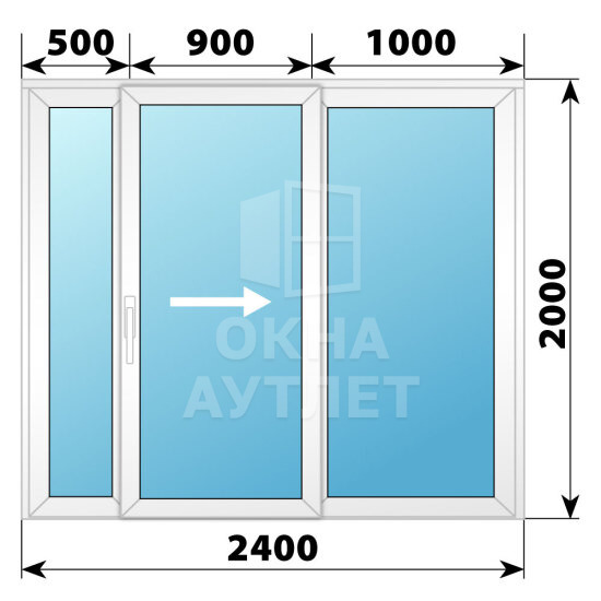 Пластиковая раздвижная дверь 2400×2000 3СН ОА-58639