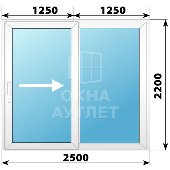 Пластиковая раздвижная дверь 2500×2200 2С ОА-56710