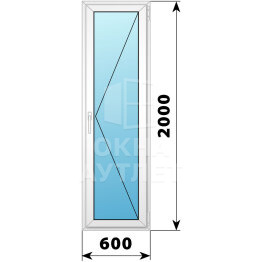 Пластиковая стеклянная балконная дверь 600×2000 П ОА-56383