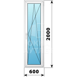 Пластиковая стеклянная балконная дверь 600×2000 ПО ОА-56944