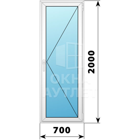 Пластиковая стеклянная балконная дверь 700×2000 П ОА-56956