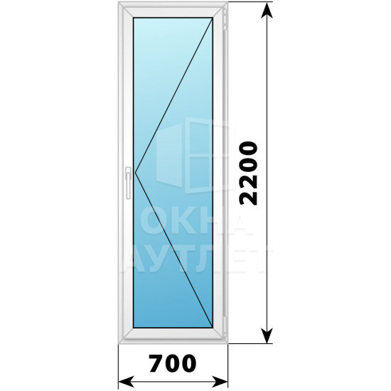 Пластиковая стеклянная балконная дверь 700×2200 П ОА-57148