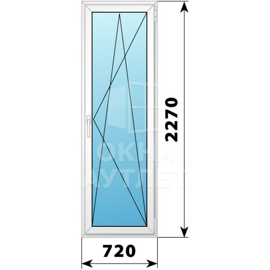 Пластиковая стеклянная балконная дверь 720×2270 ПО ОА-57340