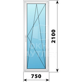 Пластиковая стеклянная балконная дверь 750×2100 ПО ОА-57211