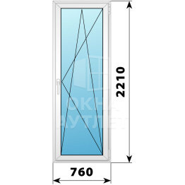 Пластиковая стеклянная балконная дверь 760×2210 ПО ОА-57343