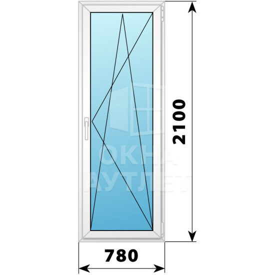 Пластиковая стеклянная балконная дверь 780×2100 ПО ОА-57283