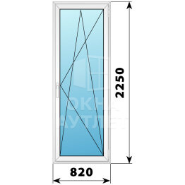 Пластиковая стеклянная балконная дверь 820×2250 ПО ОА-57568