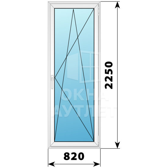 Пластиковая стеклянная балконная дверь 820×2250 ПО ОА-57568