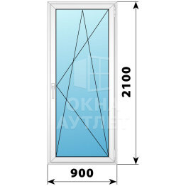 Пластиковая стеклянная балконная дверь 900×2100 ПО ОА-56464