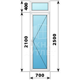 Пластиковая стеклянная балконная дверь с фрамугой 700×2500 П ОА-56779