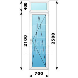 Пластиковая стеклянная балконная дверь с фрамугой 700×2500 ПО ОА-57532
