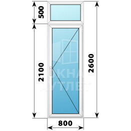 Пластиковая стеклянная балконная дверь с фрамугой 800×2600 П ОА-57658