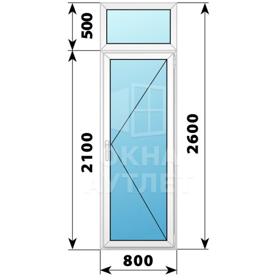 Пластиковая стеклянная балконная дверь с фрамугой 800×2600 П ОА-57658