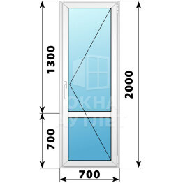 Пластиковая стеклянная балконная дверь с импостом 700×2000 П ОА-56992