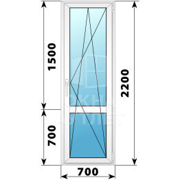 Пластиковая стеклянная балконная дверь с импостом 700×2200 ПО ОА-57382