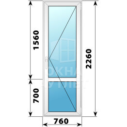 Пластиковая стеклянная балконная дверь с импостом 760×2260 П ОА-57472