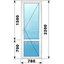 Пластиковая стеклянная балконная дверь с импостом 780×2200 П ОА-57454