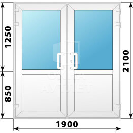 Пластиковая входная двухстворчатая дверь со стеклом 1900×2100 ОА-56377