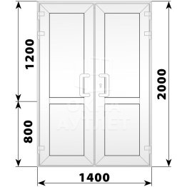 Пластиковая входная двухстворчатая глухая дверь 1400×2000 ОА-58138