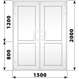 Пластиковая входная двухстворчатая глухая дверь 1500×2000 ОА-56809