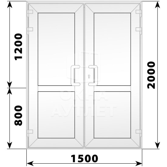 Пластиковая входная двухстворчатая глухая дверь 1500×2000 ОА-56809