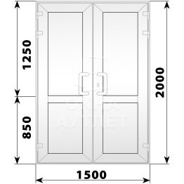 Пластиковая входная двухстворчатая глухая дверь 1500×2100 ОА-56443