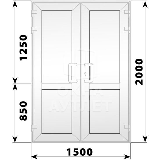 Пластиковая входная двухстворчатая глухая дверь 1500×2100 ОА-56443