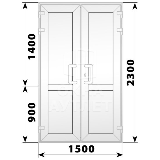 Пластиковая входная двухстворчатая глухая дверь 1500×2300 ОА-58309