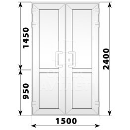 Пластиковая входная двухстворчатая глухая дверь 1500×2400 ОА-58378