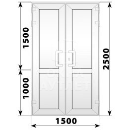 Пластиковая входная двухстворчатая глухая дверь 1500×2500 ОА-58441