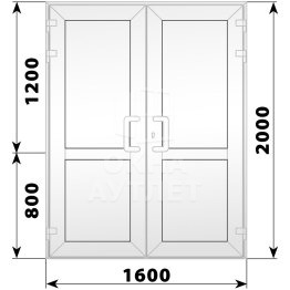 Пластиковая входная двухстворчатая глухая дверь 1600×2000 ОА-58192