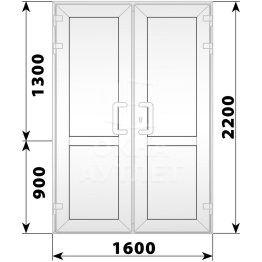 Пластиковая входная двухстворчатая глухая дверь 1600×2200 ОА-58312