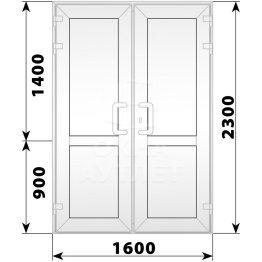 Пластиковая входная двухстворчатая глухая дверь 1600×2300 ОА-58381