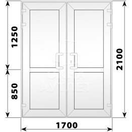 Пластиковая входная двухстворчатая глухая дверь 1700×2100 ОА-58315