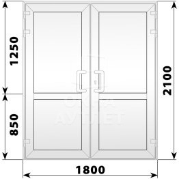 Пластиковая входная двухстворчатая глухая дверь 1800×2100 ОА-58402