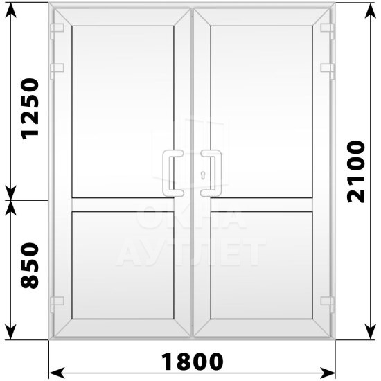 Пластиковая входная двухстворчатая глухая дверь 1800×2100 ОА-58402